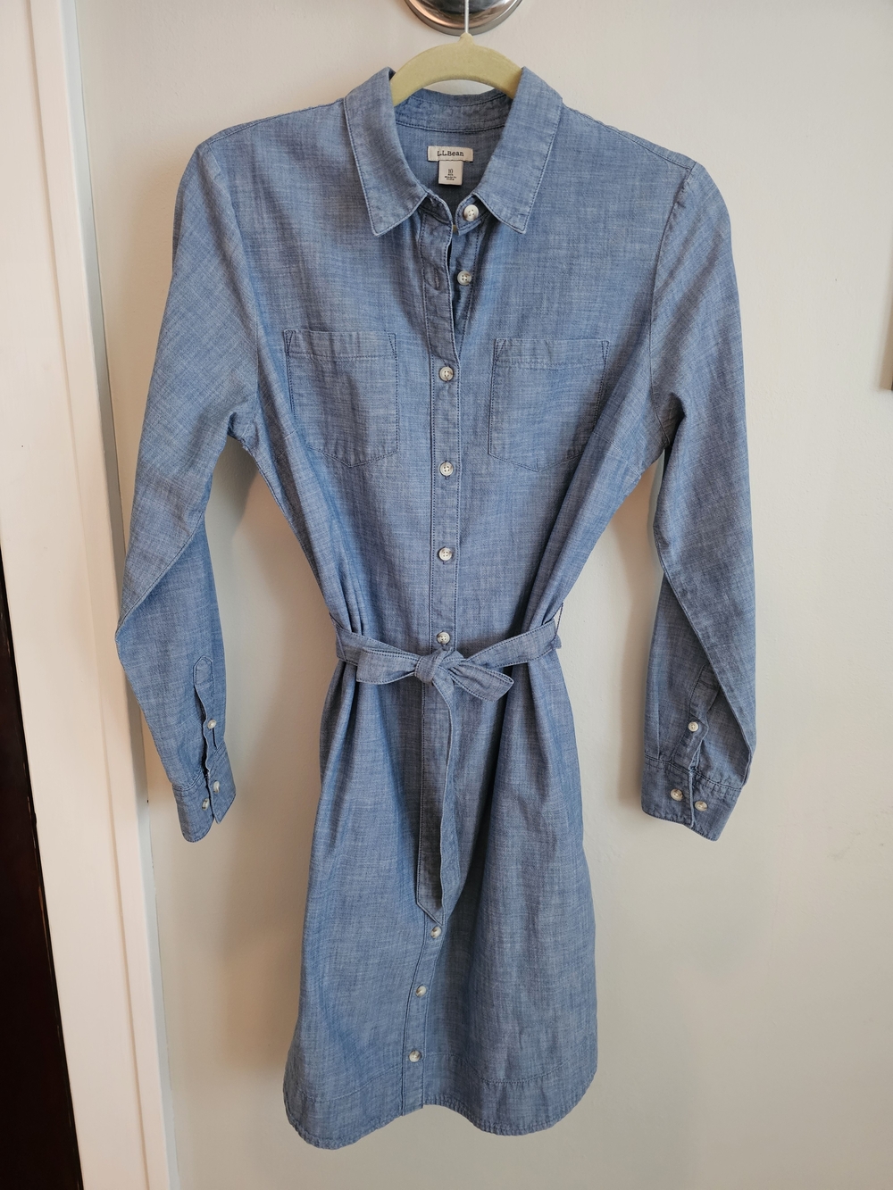 EUC L.L. Bean Women's Denim Button Down Shirtdress Size 10